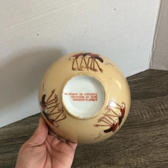 Vtg Hand Painted Crane Bowl - Picture 3 of 9